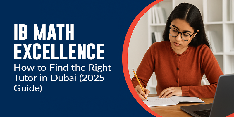 Focused student writing in a notebook during an online tutoring session, promoting IB Math tutoring in Dubai.